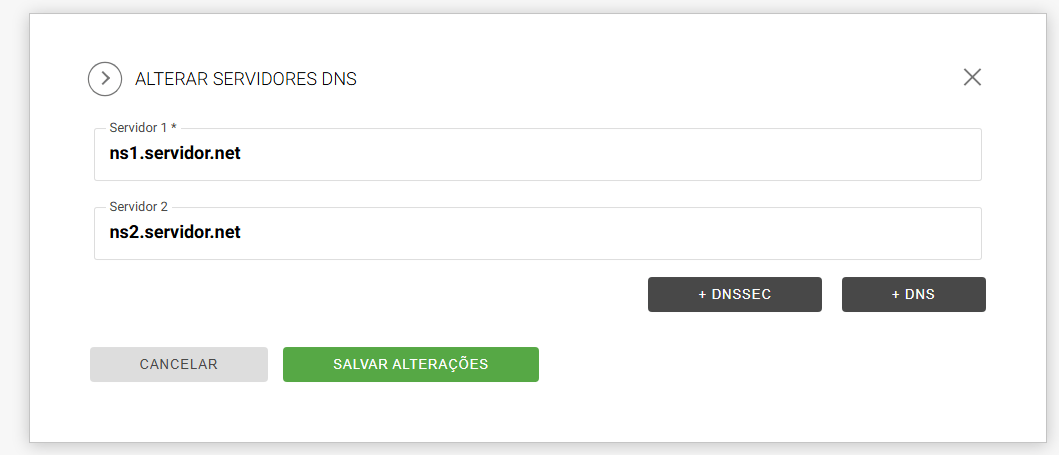 Exemplo de como alterar DNS Alteração de Servidores DNS