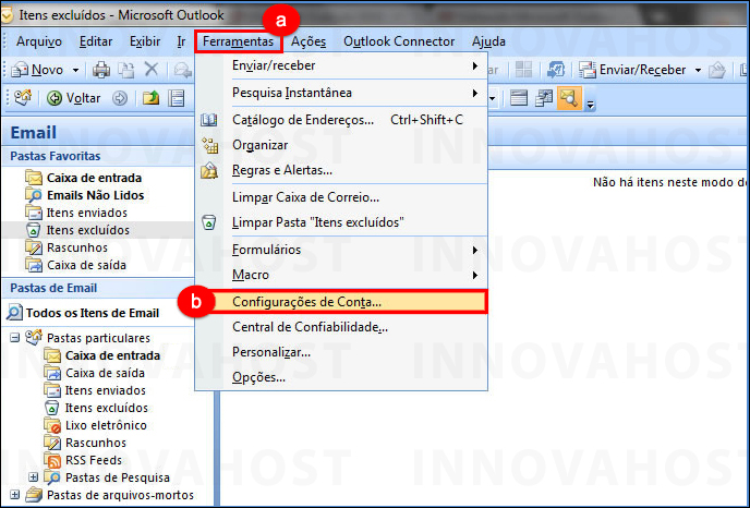 Configurar conta de email no Outlook 2007